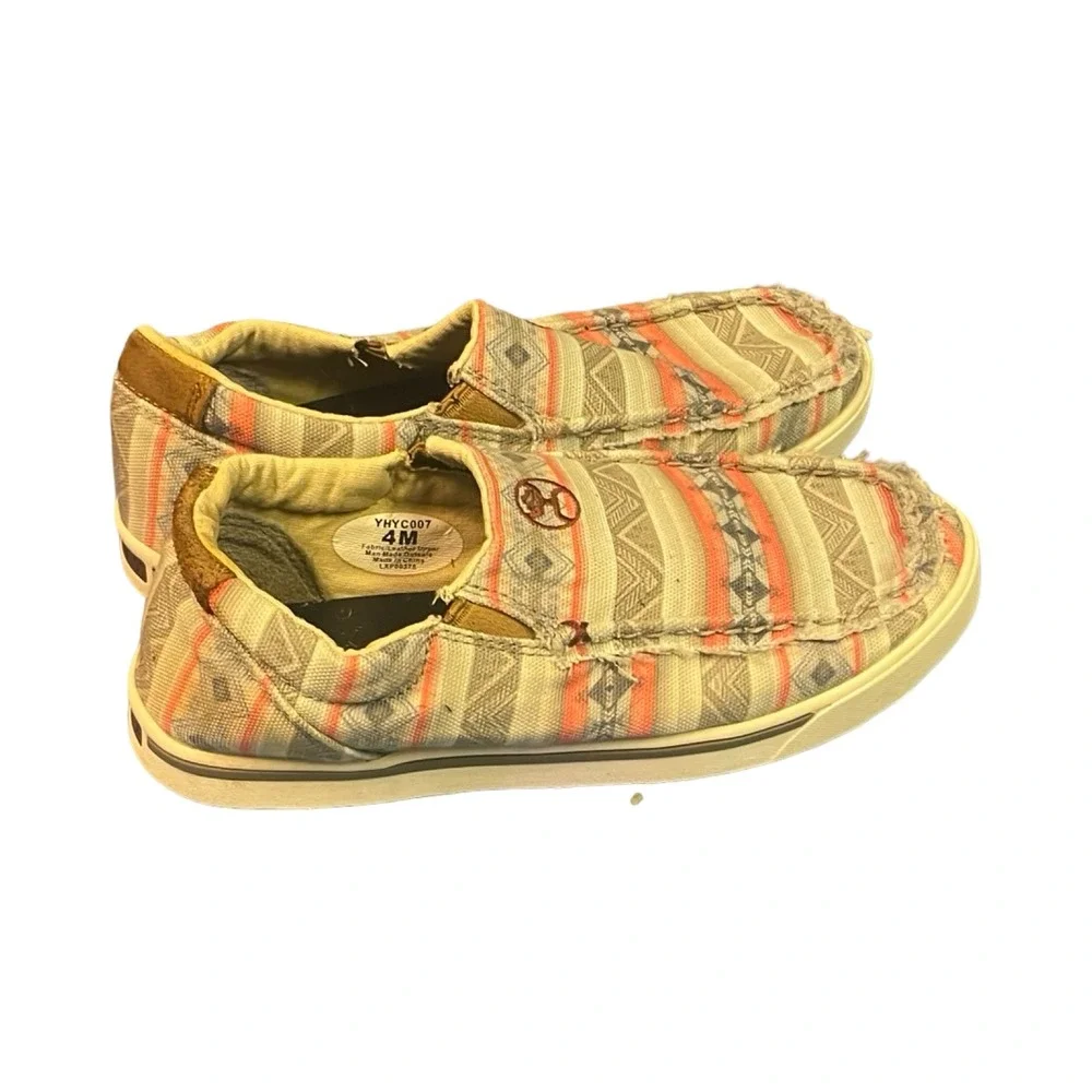 Twisted X Hooey Youth Slip On Loafers Aztec Geometric Pattern Shoes YHYC007 4M